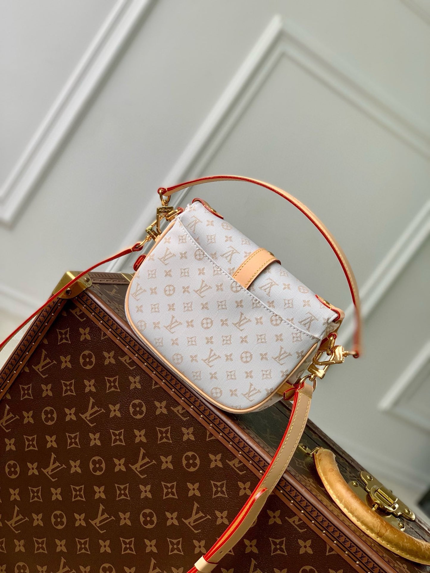 Louis Vuitton Saumur BB Monogram Empreinte Leather Handbag - Creme/Gris