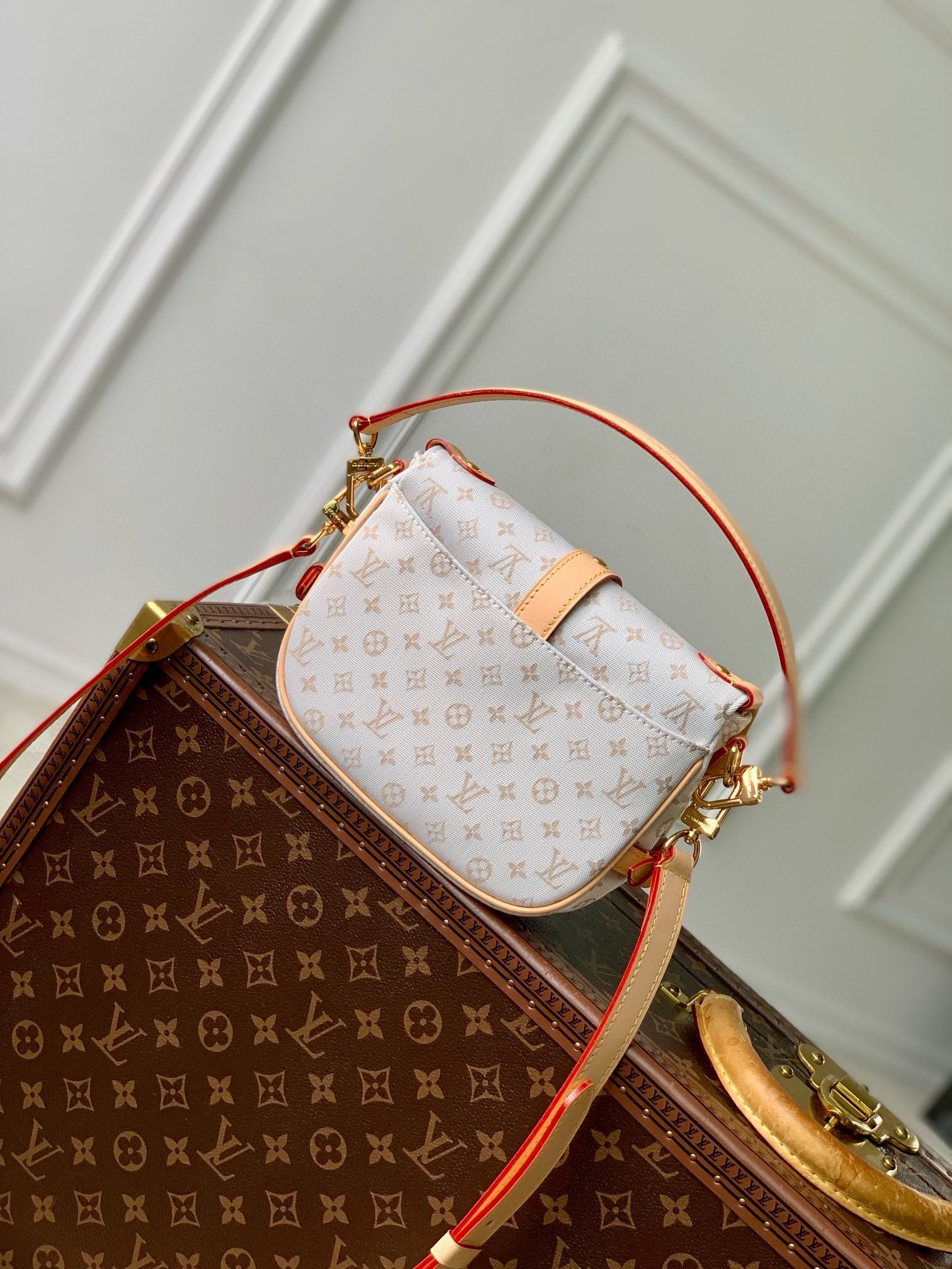 Louis Vuitton Saumur BB Monogram Empreinte Leather Handbag - Creme/Gris