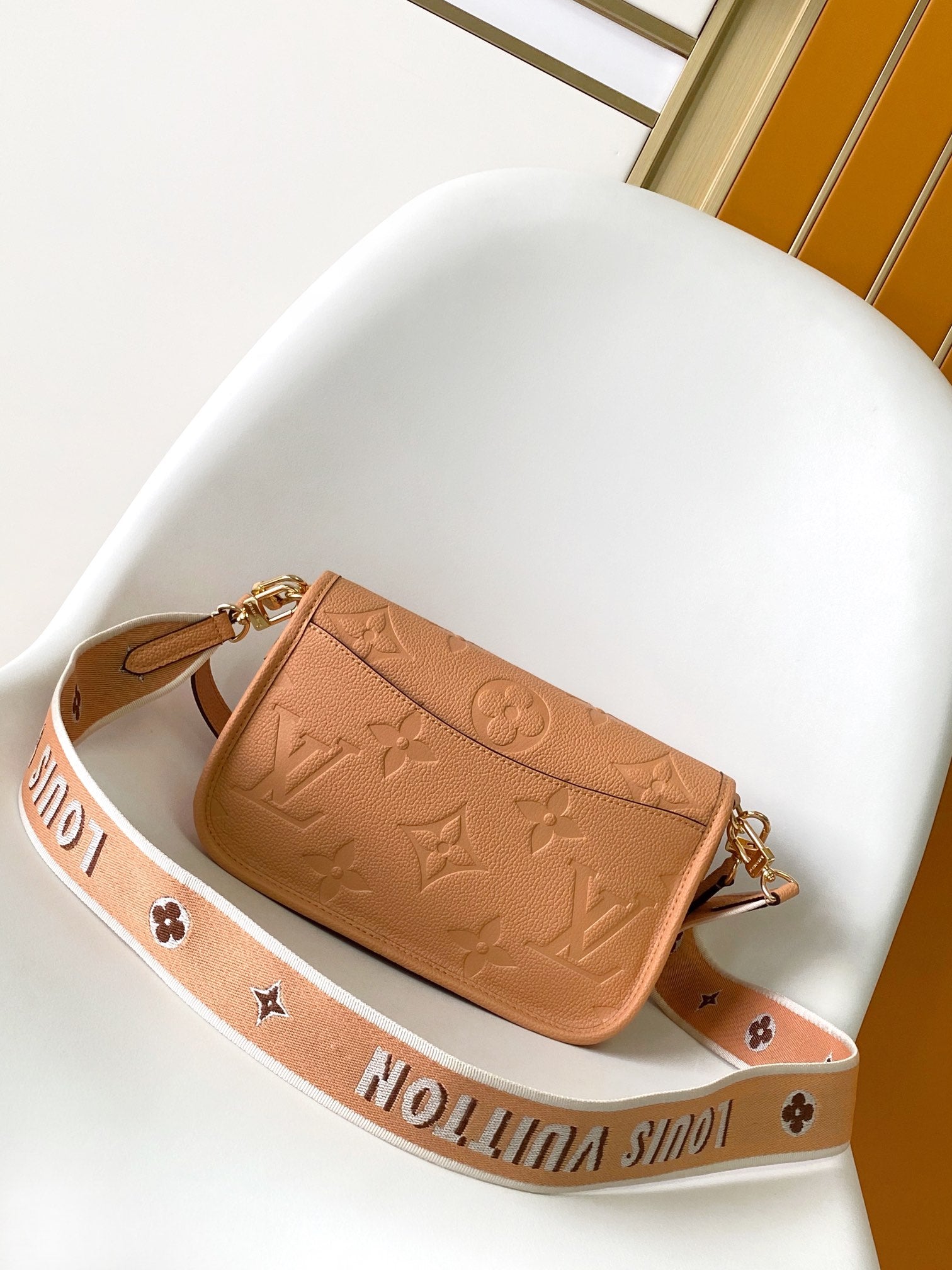 Louis Vuitton Diane Monogram Empreinte Leather Shoulder Bag - Cognac