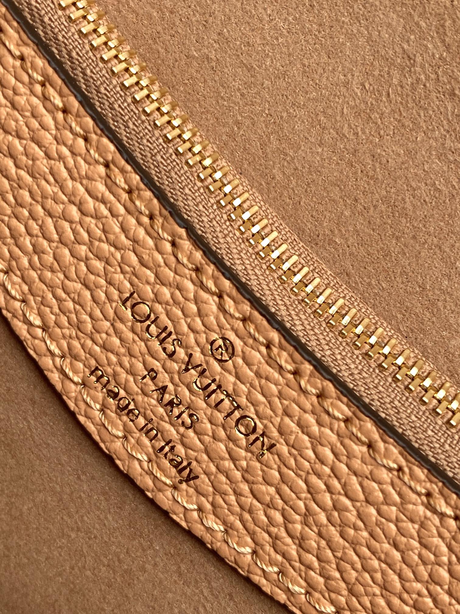 Louis Vuitton Classic Tan Embossed Leather Shoulder Bag with Gold Buckle