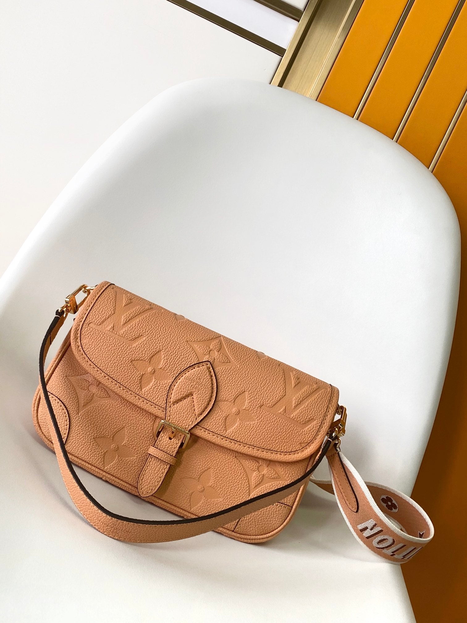 Louis Vuitton Diane Monogram Empreinte Leather Shoulder Bag - Cognac