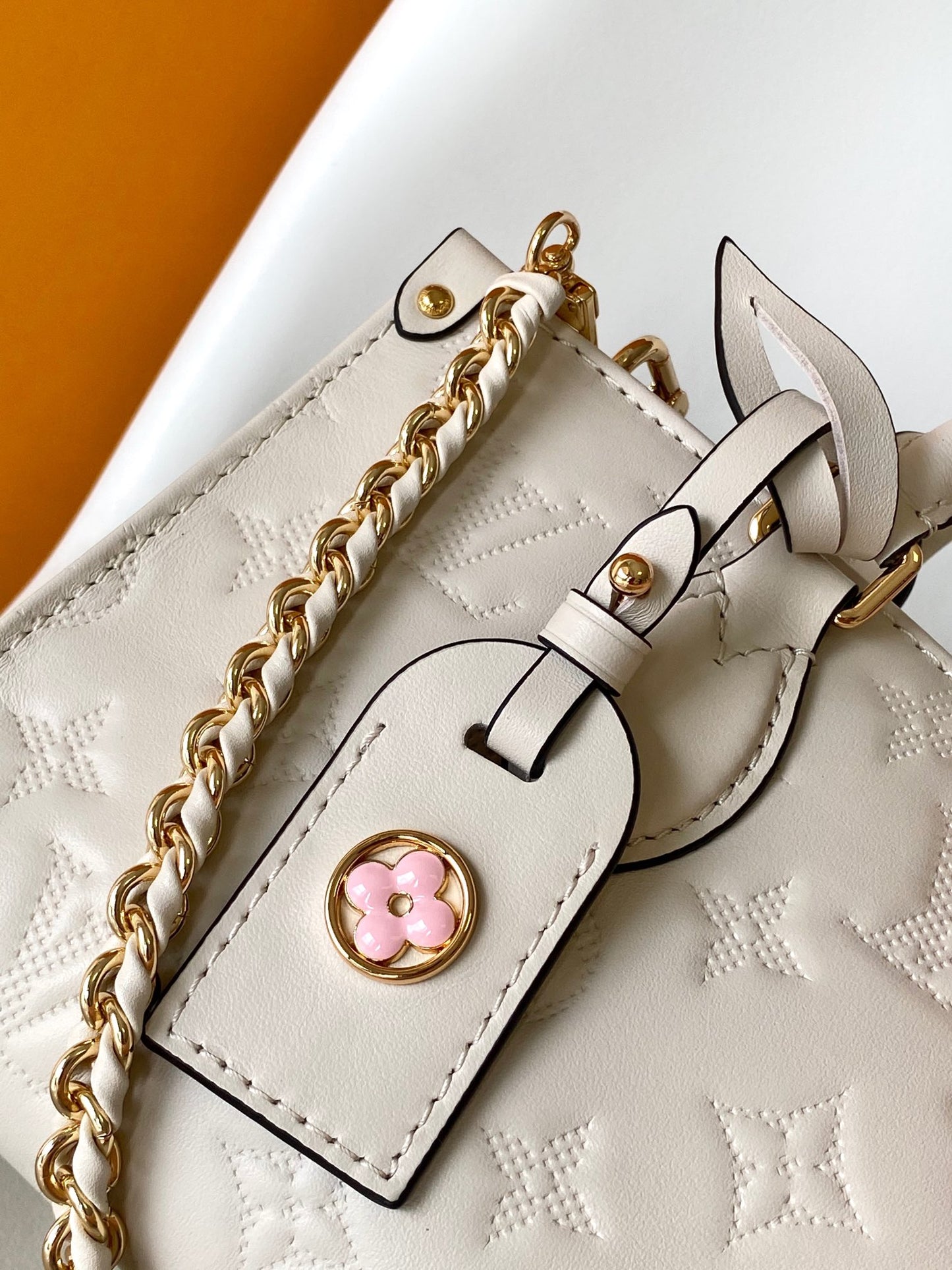 Louis Vuitton Petit Palais Monogram Empreinte Leather Handbag - White