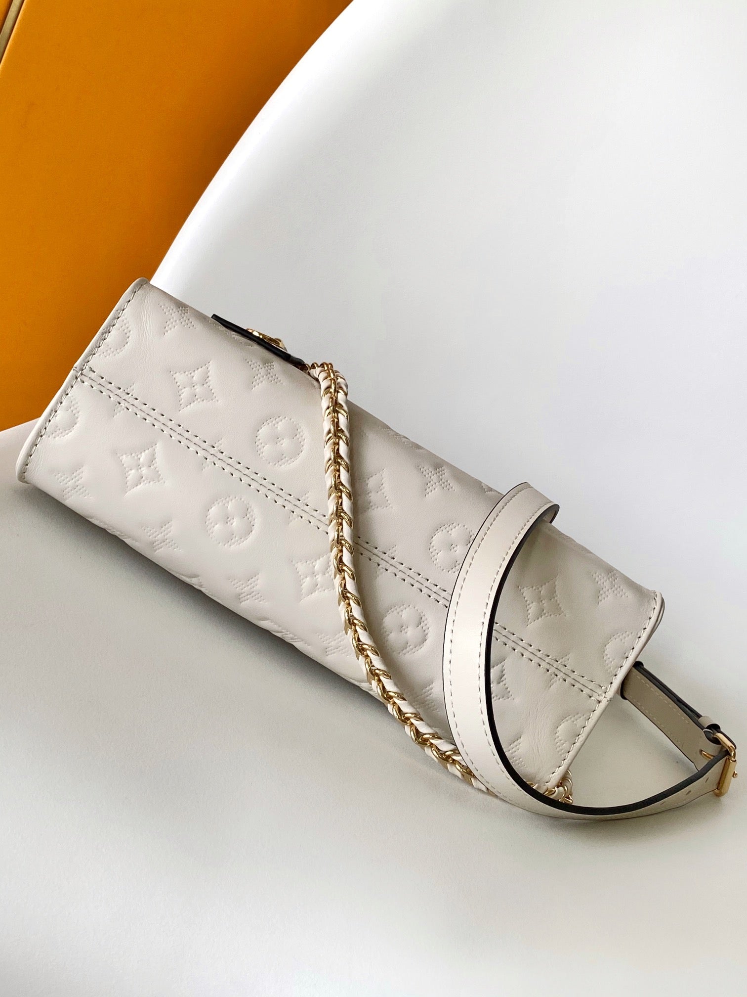 Louis Vuitton Petit Palais Monogram Empreinte Leather Handbag - White