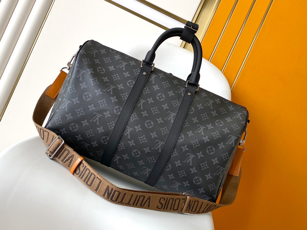 Louis Vuitton Keepall Bandoulière 50 Monogram Eclipse Travel Bag
