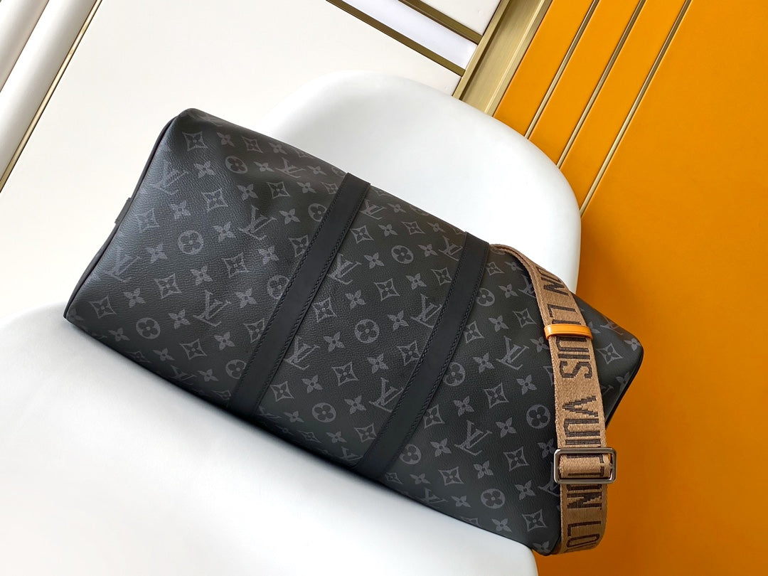 Louis Vuitton Keepall Bandoulière 50 Monogram Eclipse Travel Bag