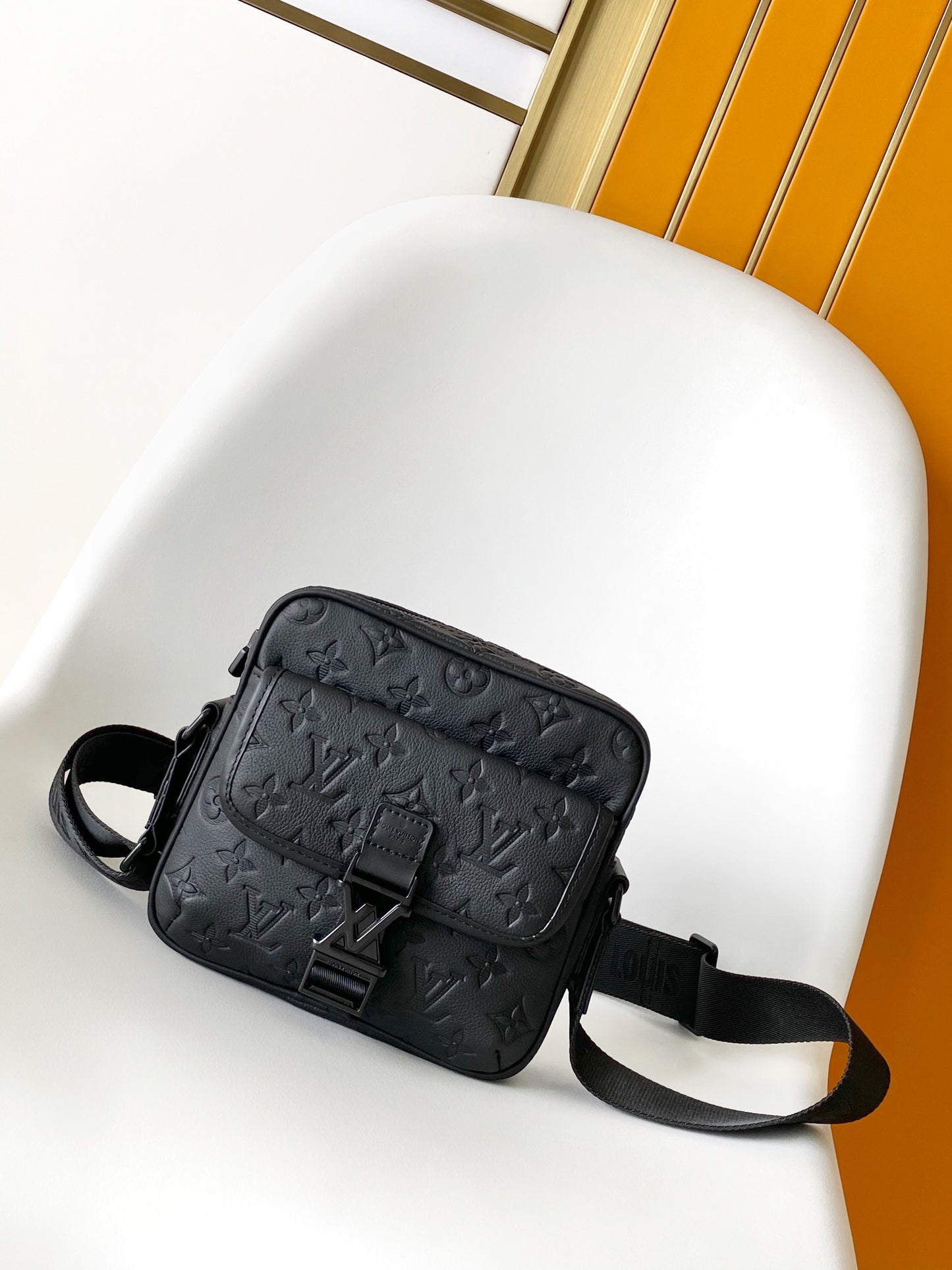 Louis Vuitton S-Lock Messenger Bag Monogram Shadow Leather Black