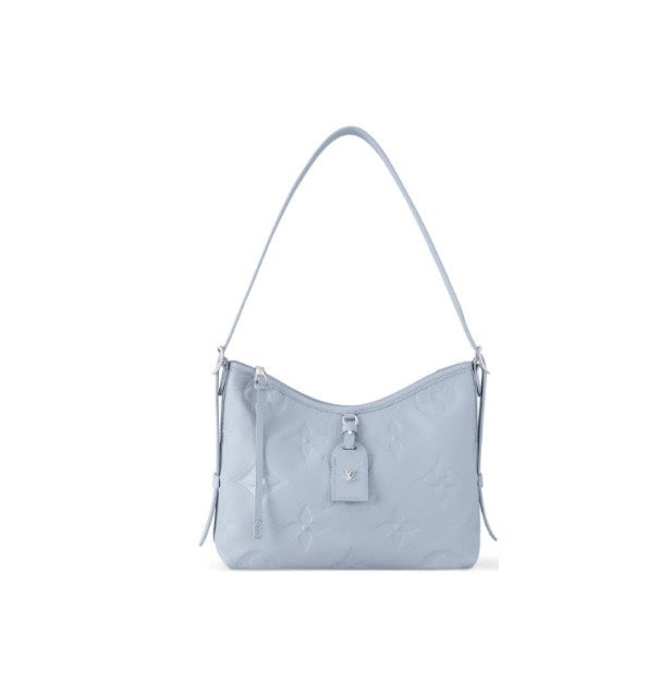 Women's Pale Blue Quilted Logo Shoulder Bag
