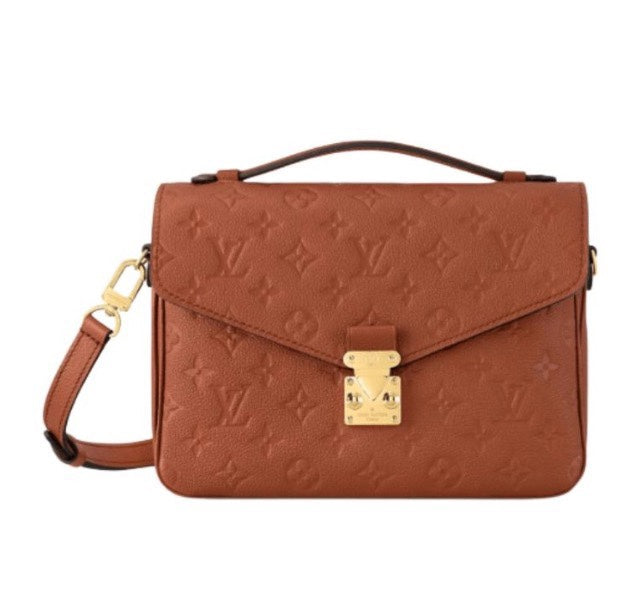 Louis Vuitton Pochette Métis Monogram Empreinte Leather Cognac Handbag