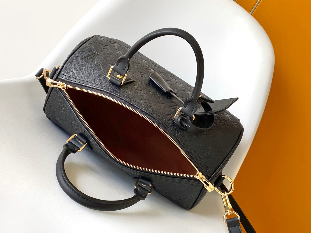 Louis Vuitton Monogram Empreinte Speedy Bandoulière 25 Black Leather Handbag