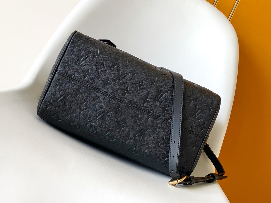Louis Vuitton Monogram Empreinte Speedy Bandoulière 25 Black Leather Handbag
