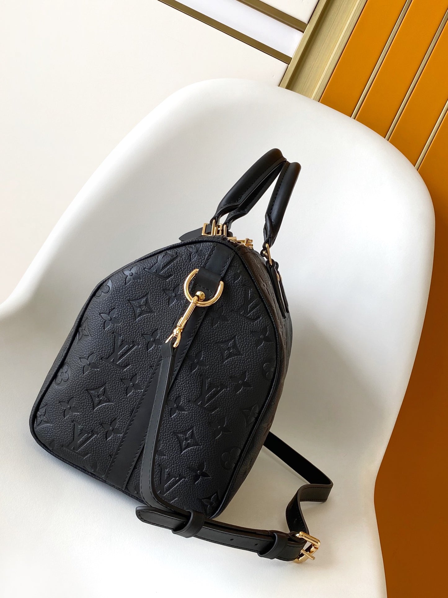 Louis Vuitton Monogram Empreinte Speedy Bandoulière 25 Black Leather Handbag
