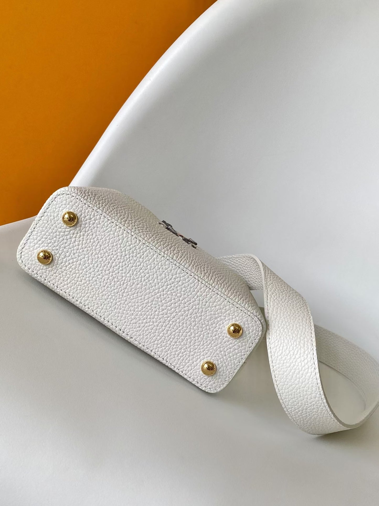 Louis Vuitton Capucines Mini White Leather Bag with Jeweled Handle