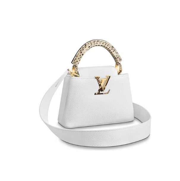 Louis Vuitton Capucines Mini White Leather Bag with Jeweled Handle