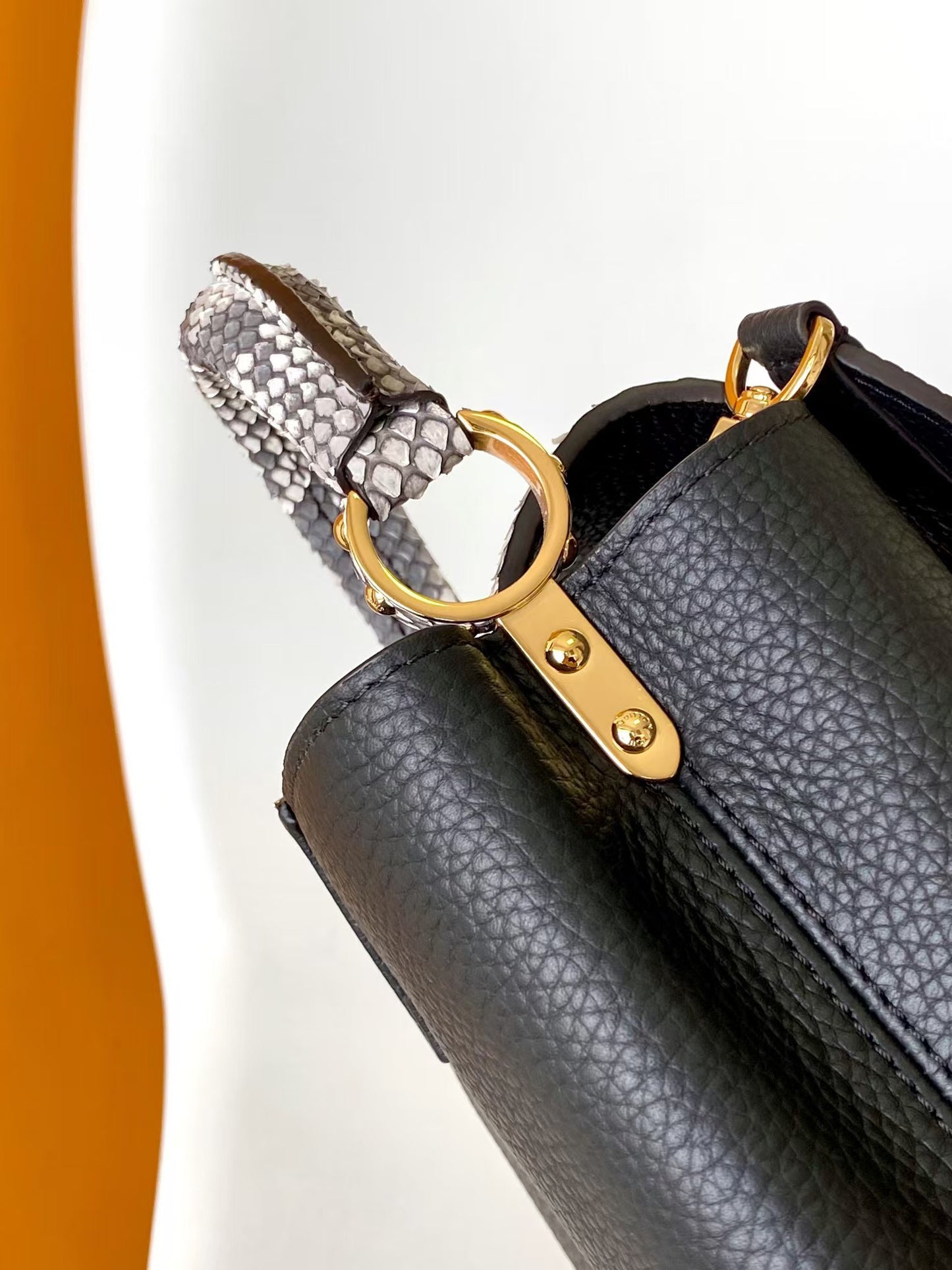Louis Vuitton Capucines Mini Handbag - Black Taurillon Leather & Python Skin