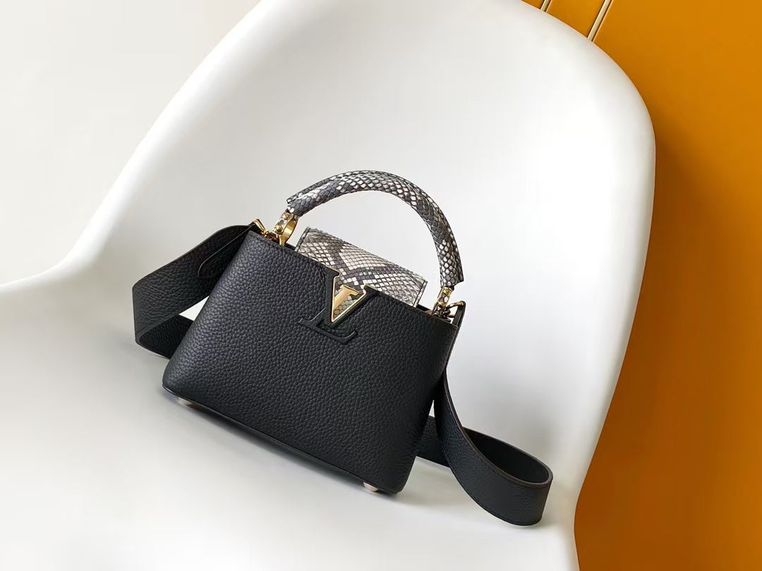 Louis Vuitton Capucines Mini Handbag - Black Taurillon Leather &amp; Python Skin