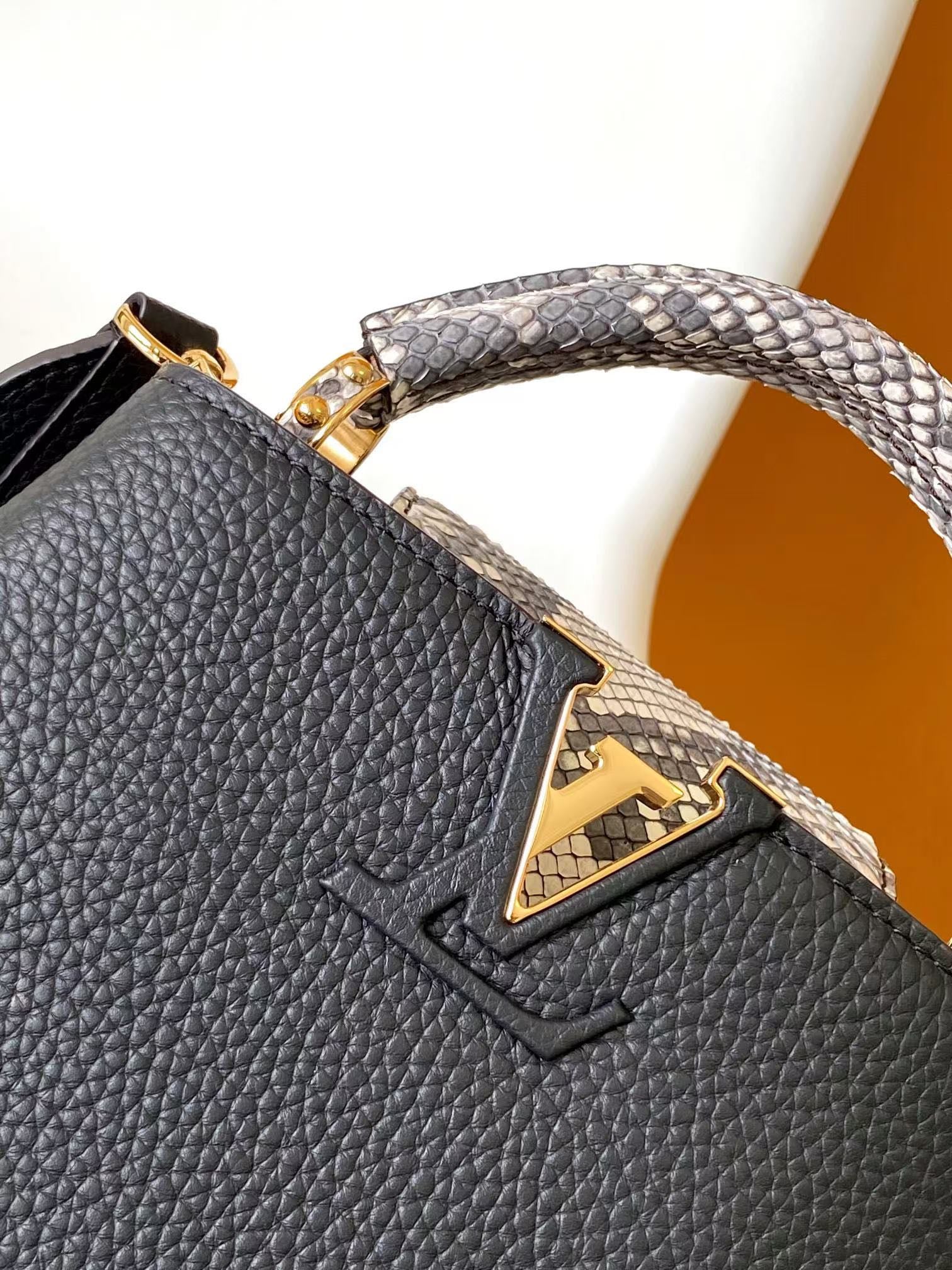 Louis Vuitton Capucines Mini Handbag - Black Taurillon Leather &amp; Python Skin