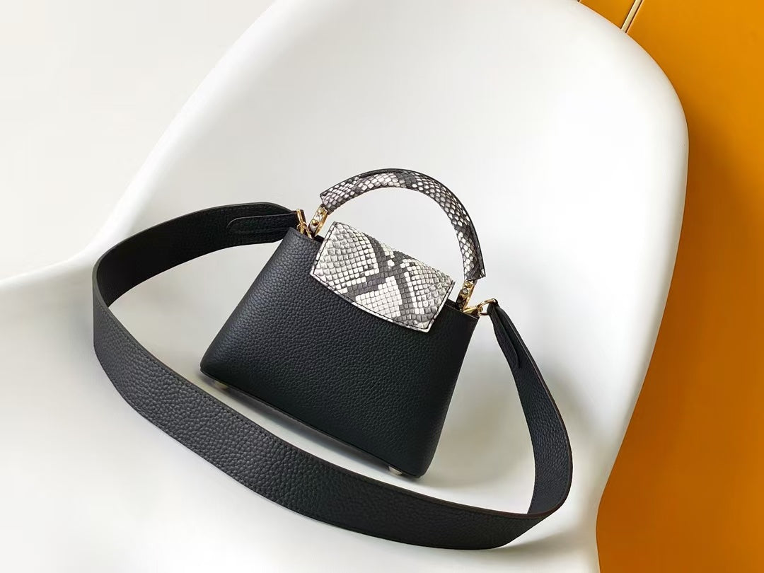 Louis Vuitton Capucines Mini Handbag - Black Taurillon Leather & Python Skin