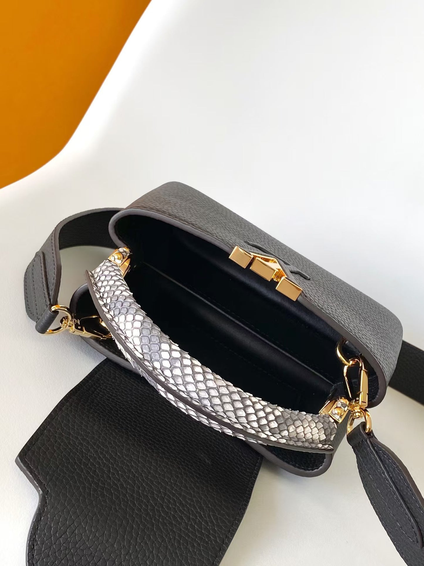 Louis Vuitton Capucines Mini Handbag - Black Taurillon Leather & Python Skin