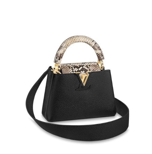 Louis Vuitton Capucines Mini Handbag - Black Taurillon Leather &amp; Python Skin