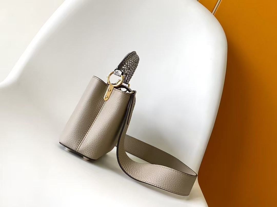 Louis Vuitton Capucines Mini Handbag - Galet Taurillon Leather &amp; Python