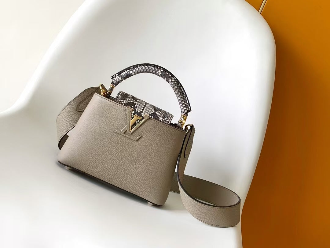 Louis Vuitton Capucines Mini Handbag - Galet Taurillon Leather & Python