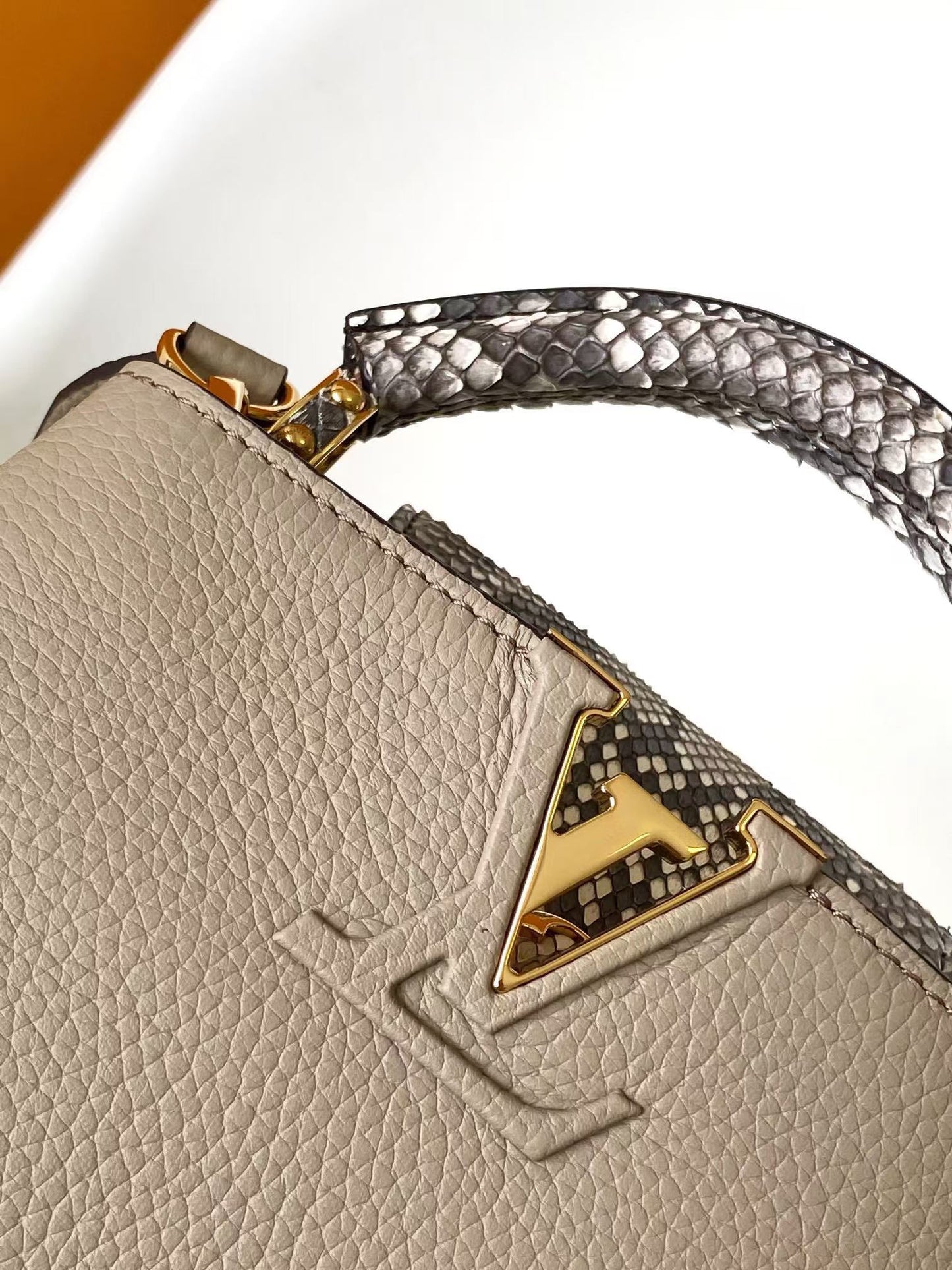 Louis Vuitton Capucines Mini Handbag - Galet Taurillon Leather &amp; Python