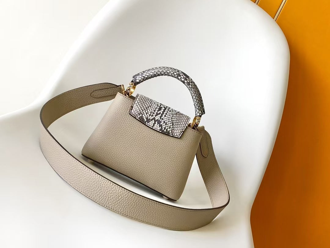 Louis Vuitton Capucines Mini Handbag - Galet Taurillon Leather & Python