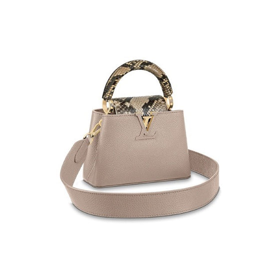Louis Vuitton Capucines Mini Handbag - Galet Taurillon Leather &amp; Python