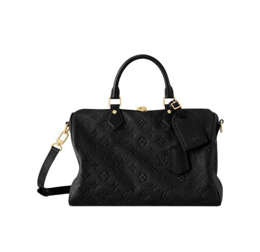 Louis Vuitton Monogram Empreinte Speedy Bandoulière 25 Black Leather Handbag