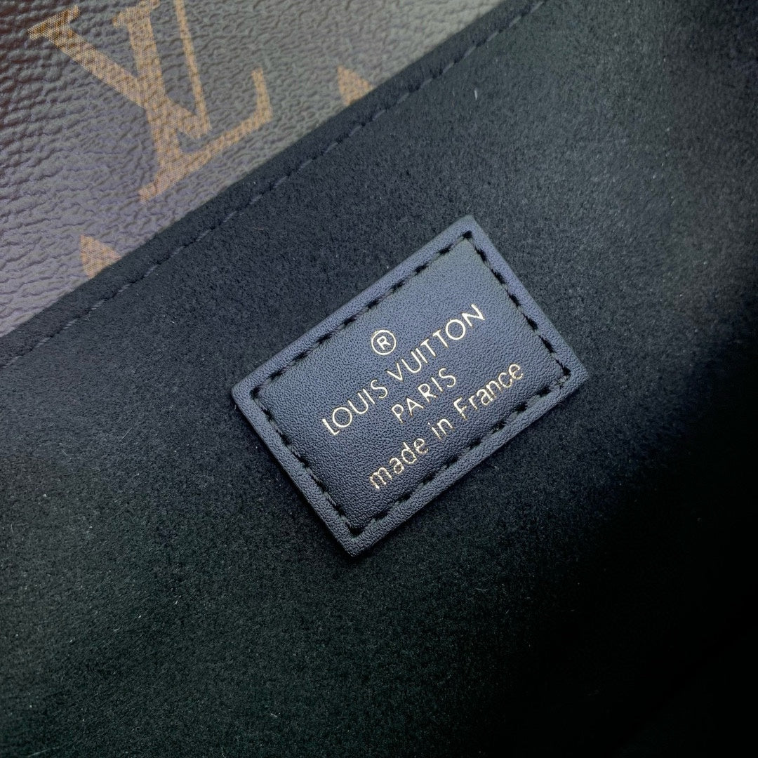 Louis Vuitton Monogram Reverse Canvas Crossbody Bag with Gold S-Lock Hardware
