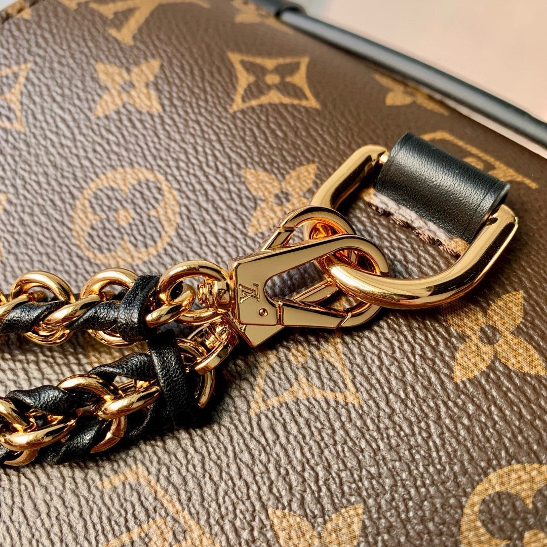 Louis Vuitton Monogram Reverse Canvas Crossbody Bag with Gold S-Lock Hardware
