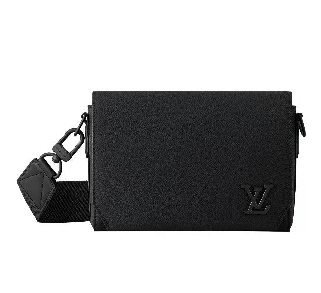 Louis Vuitton S-Lock Messenger Crossbody Bag - Matte Black Taiga Leather