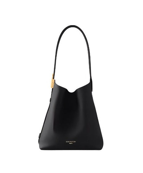 Manu Atelier Black Smooth Leather Hobo Shoulder Bag