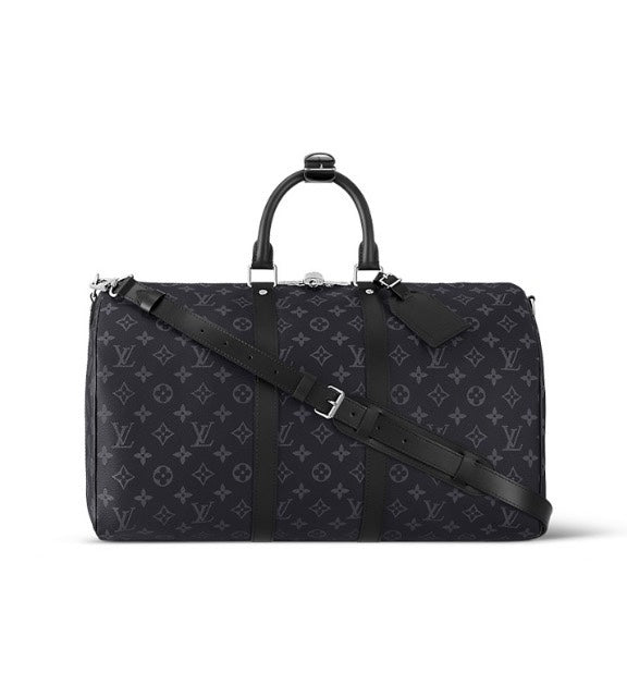 Louis Vuitton Keepall Bandoulière 50 Monogram Eclipse Canvas Duffle Bag