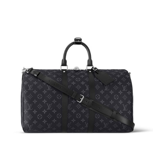 Louis Vuitton Keepall Bandoulière 50 Monogram Eclipse Canvas Duffle Bag