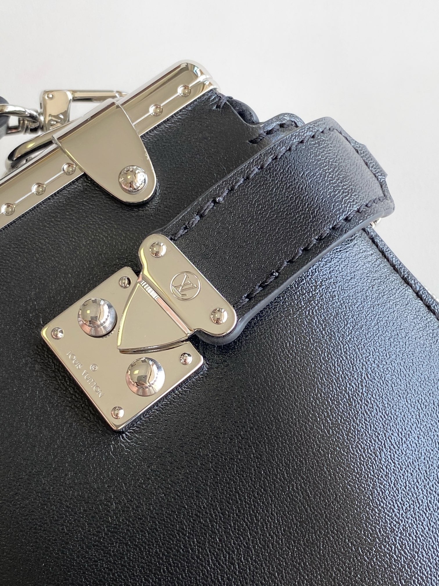 Louis Vuitton Side Trunk PM Handbag - Black Leather with Silver-Tone Hardware