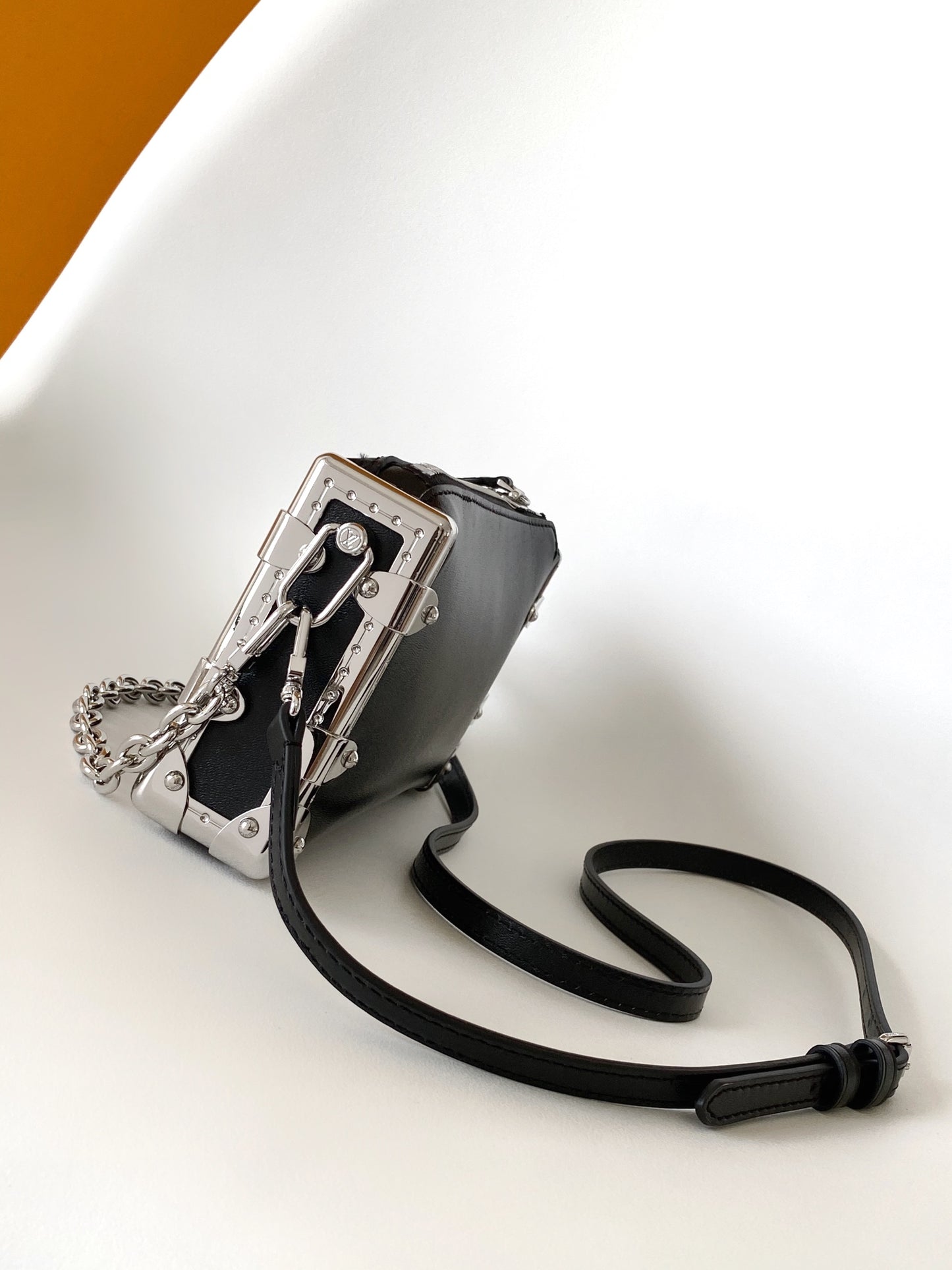 Louis Vuitton Side Trunk PM Handbag - Black Leather with Silver-Tone Hardware