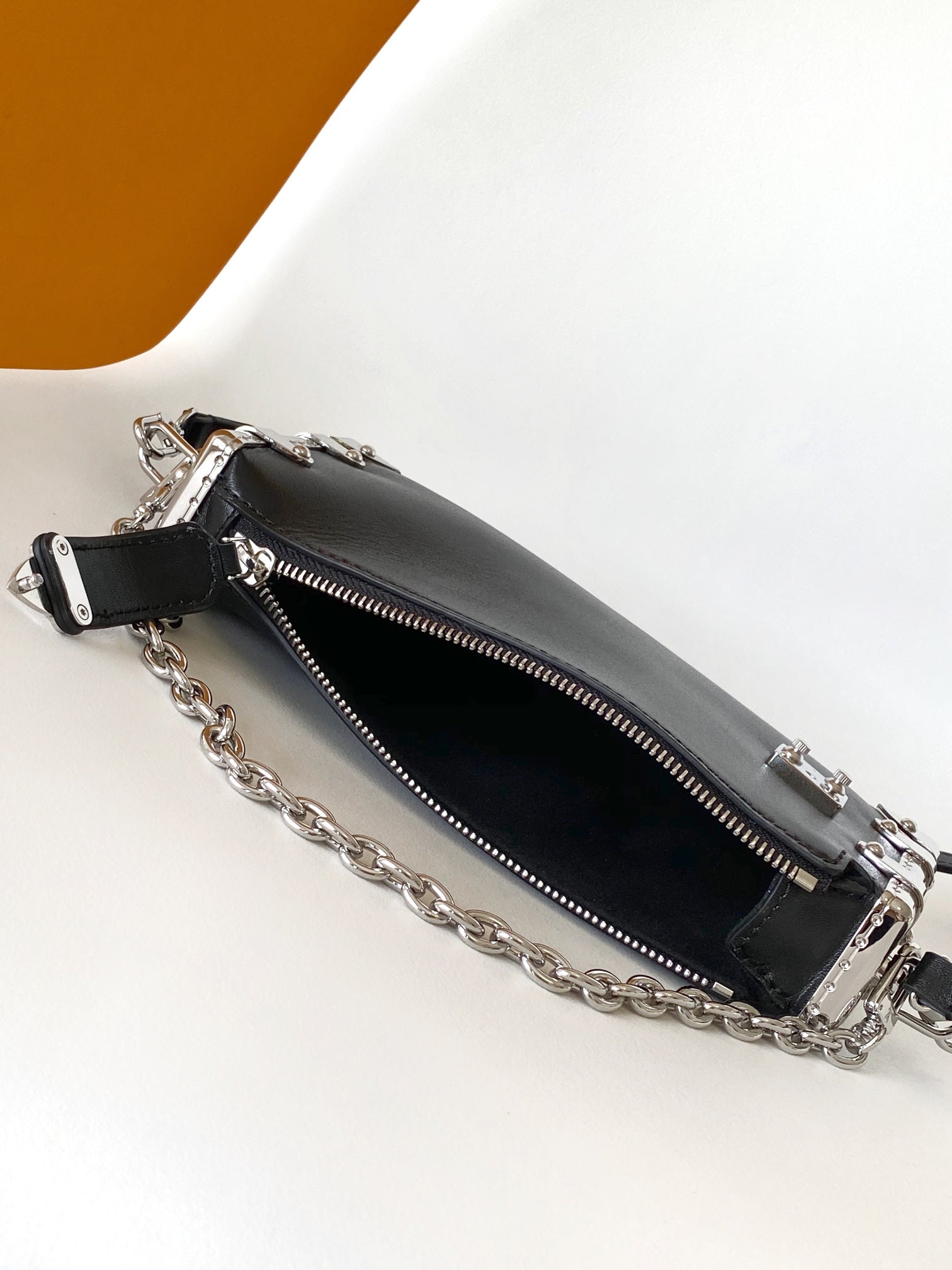 Louis Vuitton Side Trunk PM Handbag - Black Leather with Silver-Tone Hardware