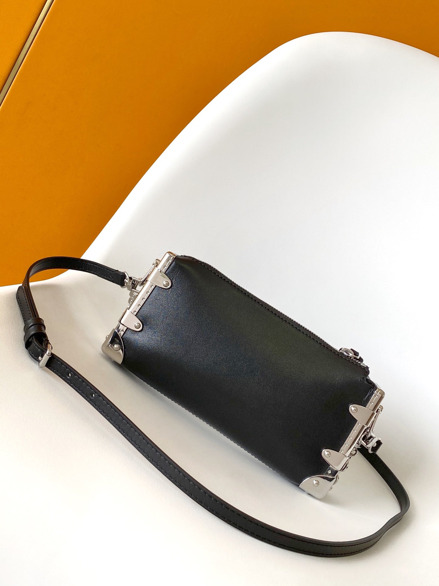 Louis Vuitton Side Trunk PM Handbag - Black Leather with Silver-Tone Hardware