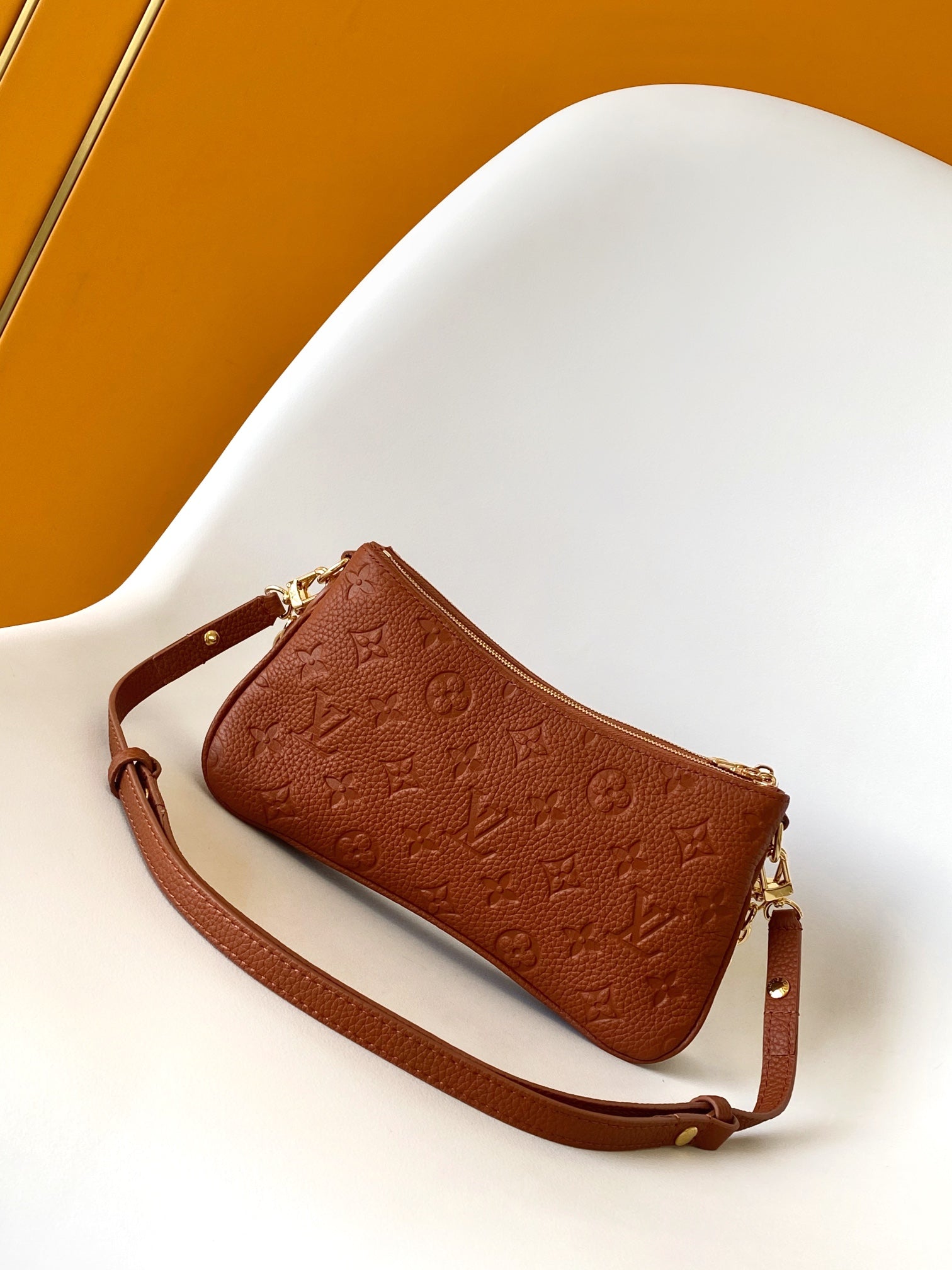 Louis Vuitton Bagatelle Monogram Empreinte Leather Handbag - Cognac Brown
