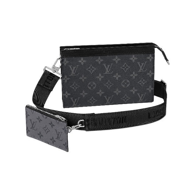 Louis Vuitton Black Monogram Canvas Crossbody Messenger Bag with Removable Pouch