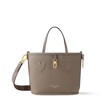 Louis Vuitton Lockme Bucket Bag - Taupe Grained Calfskin with Monogram Strap