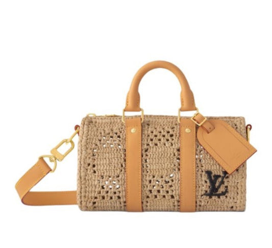 Louis Vuitton Keepall Bandoulière 25 Raffia Handbag - Natural/Tan
