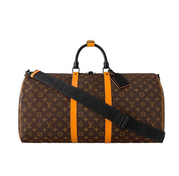 Louis Vuitton Keepall Bandoulière Monogram Canvas with Orange Trim Travel Bag