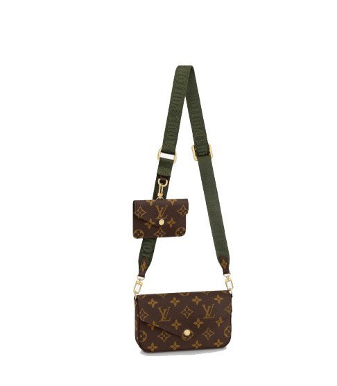 Louis Vuitton Monogram Félicie Strap & Go Crossbody Bag with Khaki Green Strap