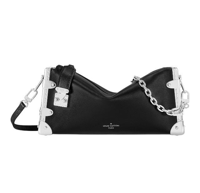 Louis Vuitton Side Trunk PM Handbag - Black Leather with Silver-Tone Hardware