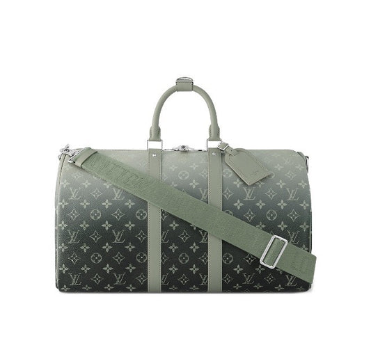 Louis Vuitton Keepall Bandoulière 50 Monogram Eclipse Gradient Green Grey Duffel Bag