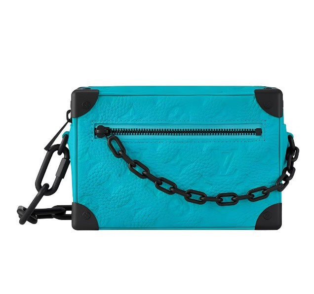 Louis Vuitton Soft Trunk Monogram Taurillon Leather Turquoise Blue Crossbody Bag