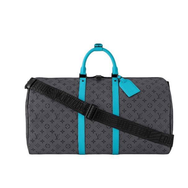 Louis Vuitton Keepall Bandoulière 50 Monogram Eclipse Canvas Turquoise