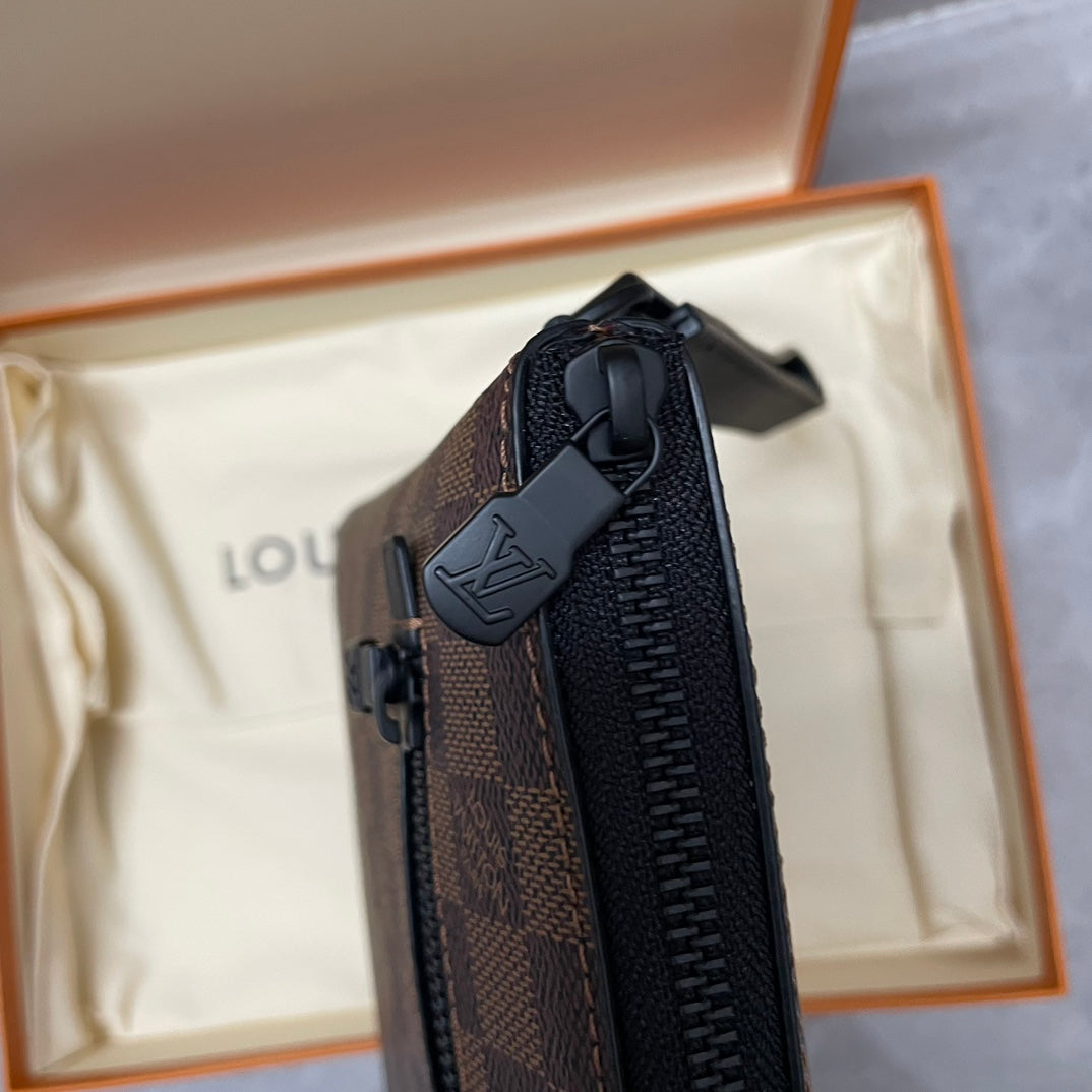 Louis Vuitton Damier Ebene Kasai Clutch - Brown Coated Canvas Men's Pouch